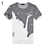2018 Men Fashion Summer Milk Poured Pattern Inverted Milk 3D T shirt Printed Short Sleeve Round Neck Slim casual T-shirt hot