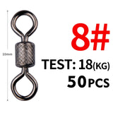 Meredith 50PCS/Lot Fishing Swivels Ball Bearing Swivel with Safety Snap Solid Rings Rolling Swivel for Carp Fishing Accessories