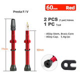 Deemount 2PCS 40/60MM Brass or Alloy Stem Bicycle F/V Presta Tubeless Tire Valve Road Bike MTB Nipple W/Tool Alloy Valve Cap