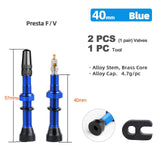 Deemount 2PCS 40/60MM Brass or Alloy Stem Bicycle F/V Presta Tubeless Tire Valve Road Bike MTB Nipple W/Tool Alloy Valve Cap