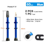 Deemount 2PCS 40/60MM Brass or Alloy Stem Bicycle F/V Presta Tubeless Tire Valve Road Bike MTB Nipple W/Tool Alloy Valve Cap